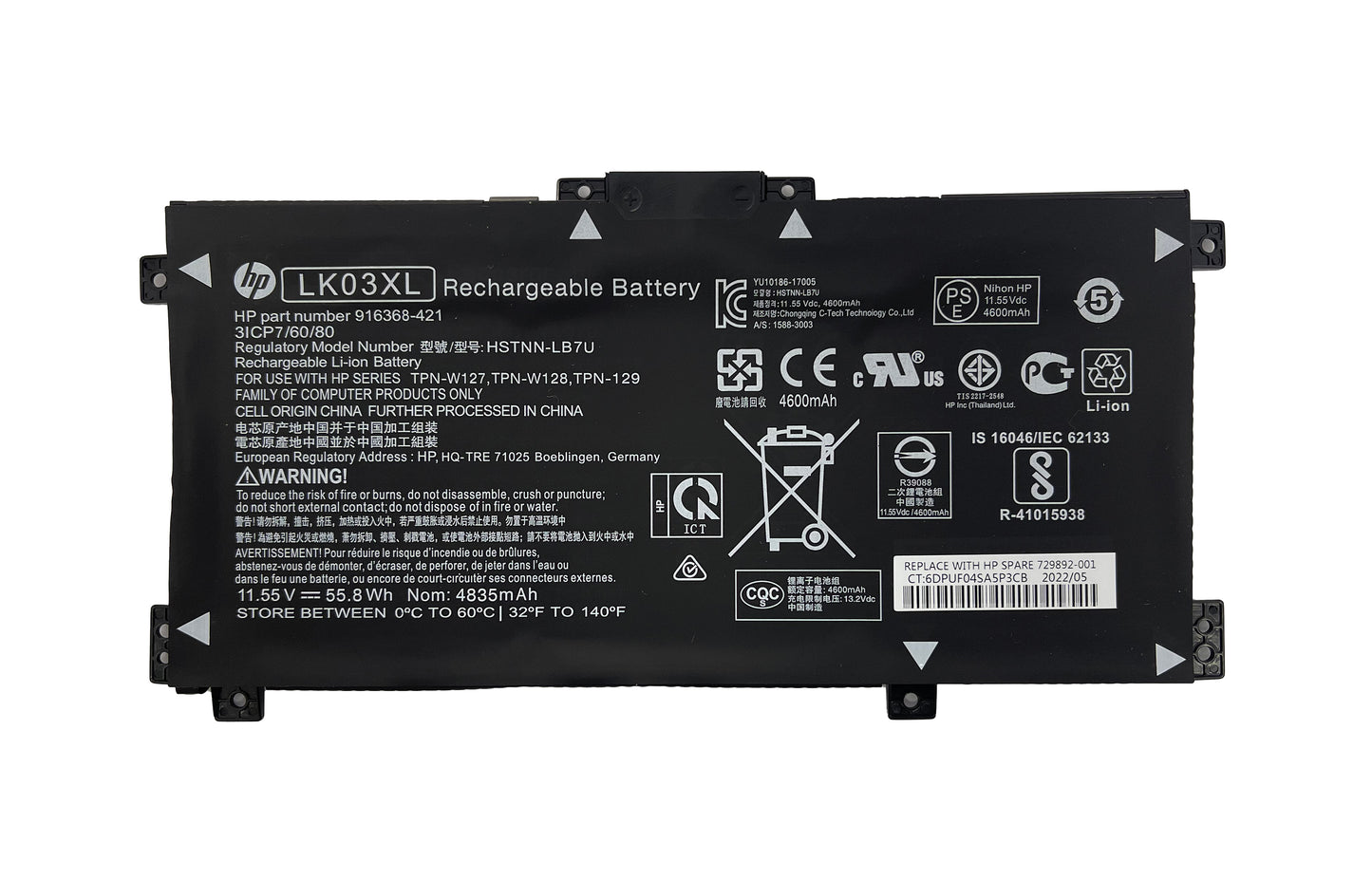 BATERIA ORIGINAL PARA LAPTOP HP LK03XL 11.55V 55.8WH