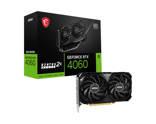 TARJETA DE VIDEO MSI GEFORCE RTX 4060 VENTUS 2X BLACK 8GB OC DDR6 PCI-E 4.0 128BIT